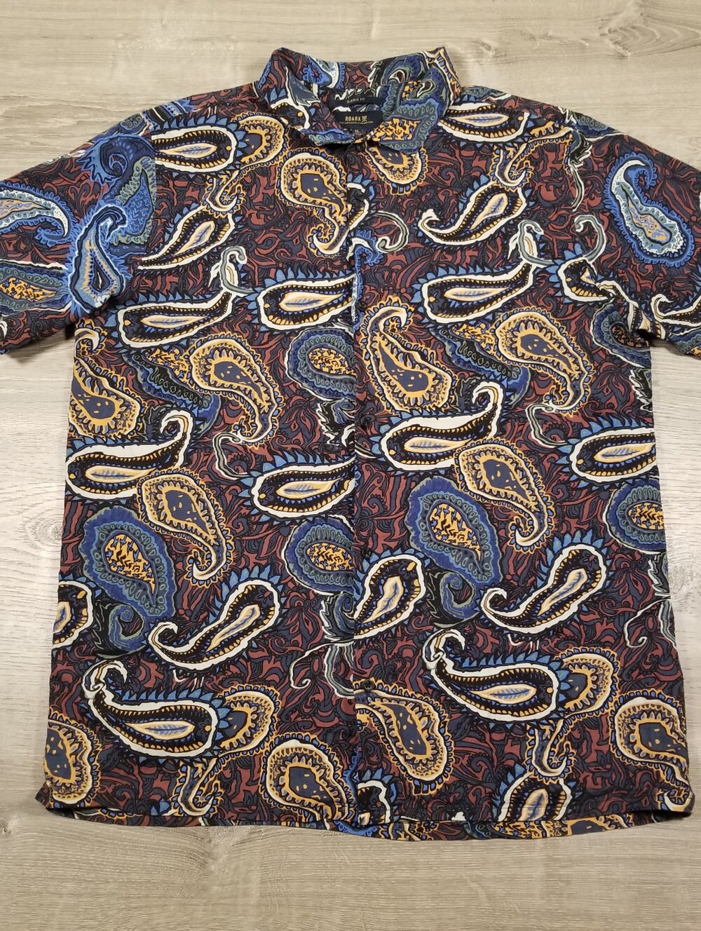 Roark The Nomadic Paisley Button Up Shirt Mens XL Bless Up Short Sleeve Beach